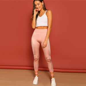 Solid Pink Wide Waistband Leggings - MTRXN