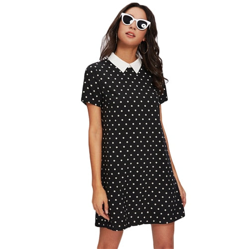 Collar Polka Dot Dress - MTRXN