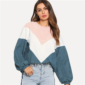 Multicolor Cut and Sew Chevron Sweatshirt - MTRXN