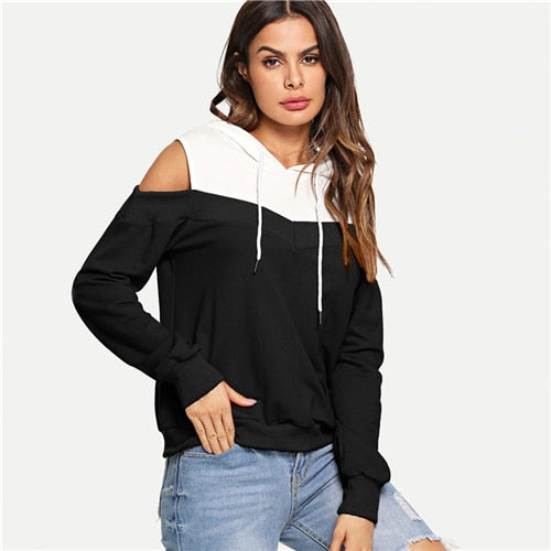 Black and White Drawstring Hoodie - MTRXN