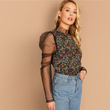 Load image into Gallery viewer, Puff Mesh Sleeve Floral Top - MTRXN