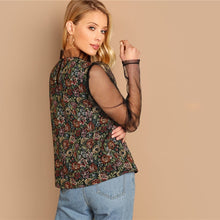 Load image into Gallery viewer, Puff Mesh Sleeve Floral Top - MTRXN