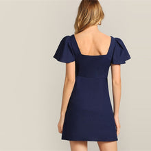 Load image into Gallery viewer, Navy Single Breasted Short Dress - MTRXN