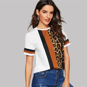 Leopard Colour Block Tee - MTRXN