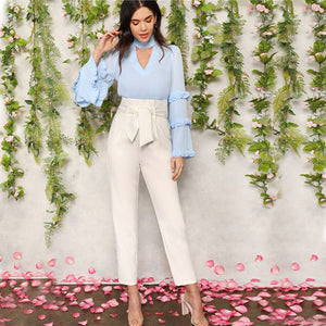 White High Waist Pants - MTRXN