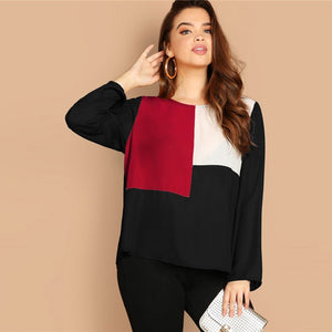 Keyhole Back Color-block Blouse - MTRXN