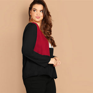 Keyhole Back Color-block Blouse - MTRXN