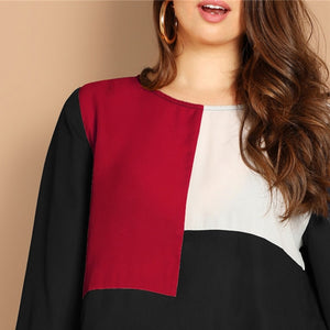 Keyhole Back Color-block Blouse - MTRXN