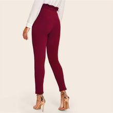 Load image into Gallery viewer, Burgundy Bow Belted High Waist Pants - MTRXN