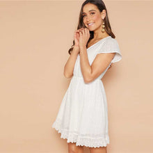 Load image into Gallery viewer, White Lace V-neck Dress - MTRXN