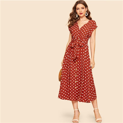Rust Polka-dot Dress - MTRXN