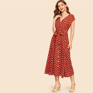 Rust Polka-dot Dress - MTRXN