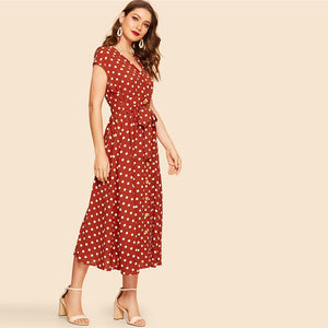 Rust Polka-dot Dress - MTRXN