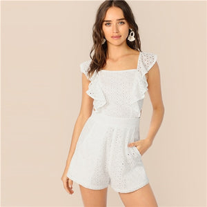 White Crisscross Romper - MTRXN