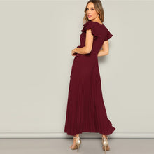 Load image into Gallery viewer, Burgundy Flutter Maxi Dress - MTRXN