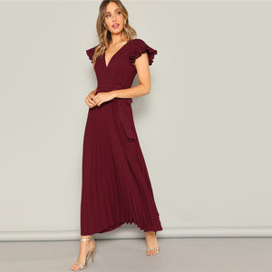 Burgundy Flutter Maxi Dress - MTRXN
