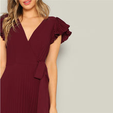 Load image into Gallery viewer, Burgundy Flutter Maxi Dress - MTRXN