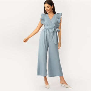 Pleated Ruffle Trim Jumpsuit - MTRXN