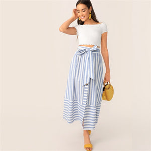 Striped Split Front Skirt - MTRXN