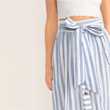 Load image into Gallery viewer, Striped Split Front Skirt - MTRXN