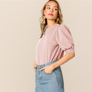 Puff Sleeve Keyhole Back Top - MTRXN