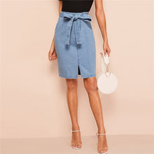 Load image into Gallery viewer, Denim Split Front Skirt - MTRXN