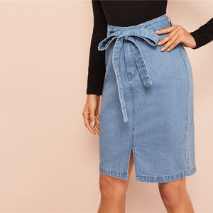 Denim Split Front Skirt - MTRXN