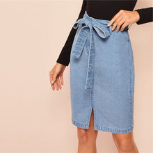 Load image into Gallery viewer, Denim Split Front Skirt - MTRXN