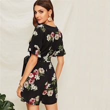 Load image into Gallery viewer, SHEIN Floral Flounce Sleeve Romper - MTRXN