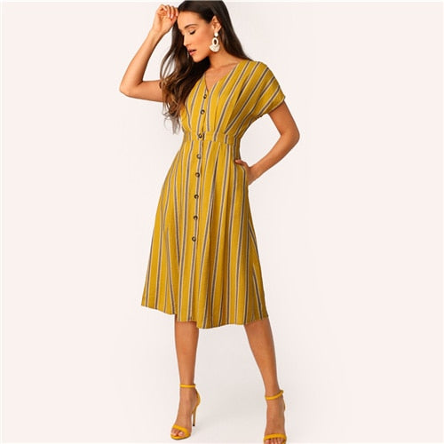 Batwing Sleeve Striped Shirt Dress - MTRXN